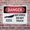 Signmission Hot Surface Sign, 7 in H x 10 in W, Plastic, Hot Pipes Do Not Touch OS-2PACK-DS-P-710-L-1362 - alternate 2